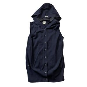 Converse XL Vintage Y2K‎ Navy Sweater 100% Cotton Full Zip Sleeveless Hooded